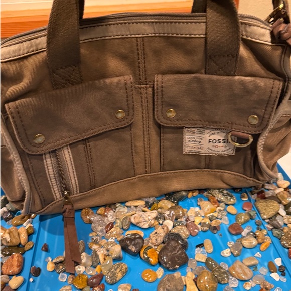 Fossil Vintage Tan and Brown Canvas Tote - Picture 2 of 9